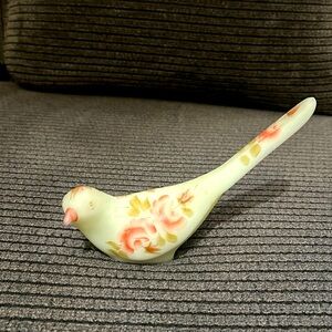 Fenton Custard Uranium Vaseline Glass Hand Painted Bird of Happiness